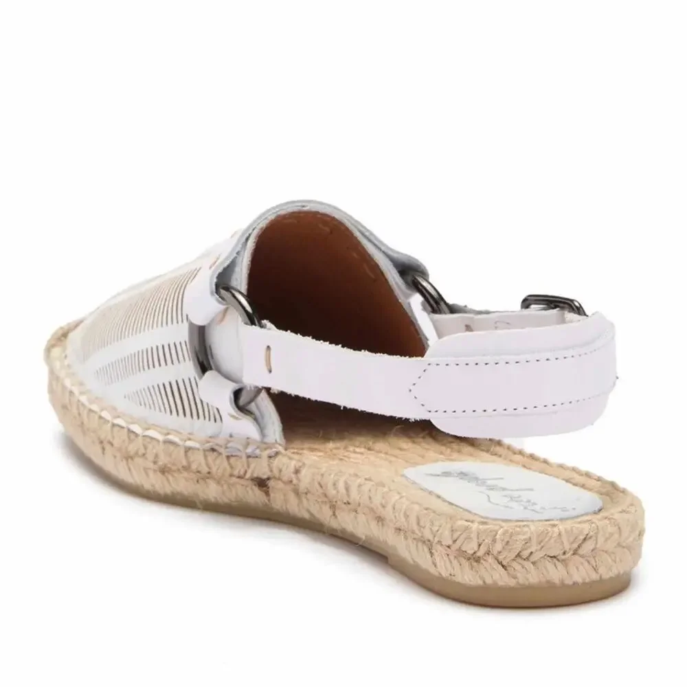 A609 • White Perforated Leather Slingback Espadrille Flats